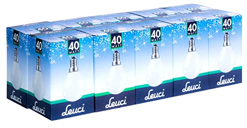 Leuci 10 x Glühbirne Tropfen 40W E14 Opal Weiss MATT Glühlampe 40 Watt Kugellampe warmweiß dimmbar