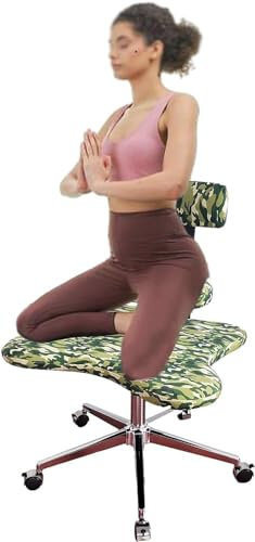 GJVBGA Bürostuhl mit Kreuzbeinen, Meditationshocker zum Sitzen, ergonomisch, verstellbar, für Kinder und Erwachsene, Kniestuhl, Schreibtisch, Adhd, Büro, Kreuzbeinstuhl mit Lendenwirbelstütze (Farbe: