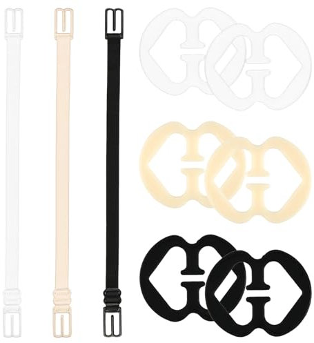 YYCLIPY 9 Pcs Bra Strap Clips,Racer Back Bra Clip,Elastic Bra Straps,Holder Bra Clips,Soft And Comfortable Elastic Fits All Cup Sizes,Non-Slip,Adjustable and Concealing(Black+White+Nude)