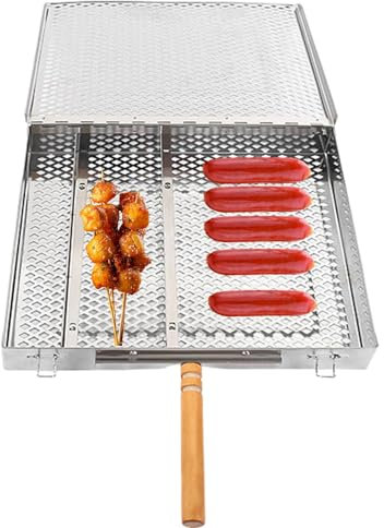 Grillkorb mit Griff,Grillkorb,Outdoor-Grillkorb mit Griff | Tragbares Grill-Kochzubehör mit abnehmbarer Trennwand zum Grillen und Zusammenstellen