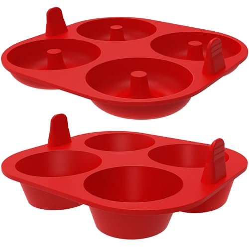 Webake Silicone Air Fryer Muffin Pan and Donut Pan, Make 2.8 Standard Size Cupcakes and Donuts, Nonstick BPA-Free, Set of 2