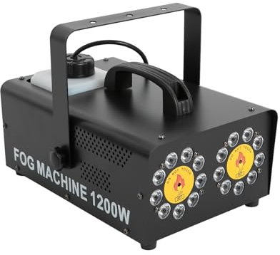Schwarz Nebelmaschine, Dual Nozzle Smoke Machines Konstante Temperatur Nebelmaschine mit Fernsteuerung, für Theater Bühne Party DJ Show Bar 31.5 * 20.3 * 13cm