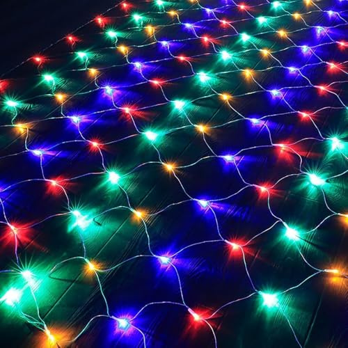 Guirnaldas de luces de red de 6mx4m, luces de cadena de malla navideñas for exteriores alimentadas por red eléctrica, luces de cadena de malla for arbustos, aniversarios, cenador de bodas, techo, vent