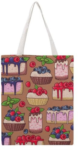 VYJLOO Blaubeere-Erdbeere Damen Shopper Canvas Handtasche Einkaufstasche Tragetasche Schultertasche Umhängetaschen 38×46cm