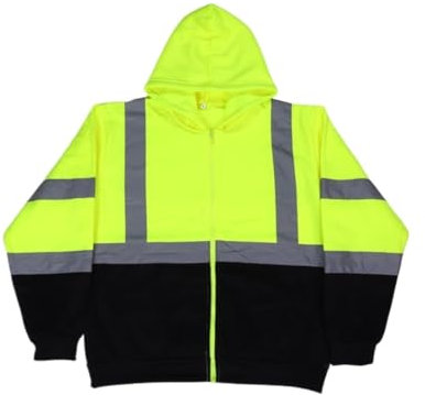 WUTIANBAO Reflektoren Kleidung Herbst Und Winter Langärmelige, Samtwarme, Reflektierende Sicherheitskleidung Mit Kapuze Warnweste Fahrrad(XL)