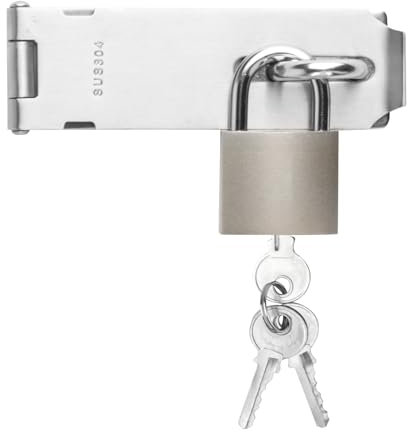 Chiavistello per porta con lucchetto Haspe da 5 pollici, in acciaio inox, serratura di sicurezza, serratura per porte scorrevoli, porte in legno