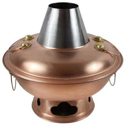 Vintage Hot Pot Copper Charcoal Copper Hot Pot Old-Fashioned Commercial Handmade Chinese Copper Pot Copper Stove Shabu Cooker(36cm) (Brass 28cm)