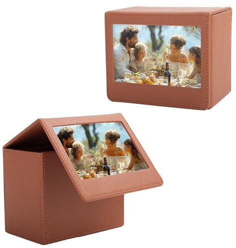 HIYQIN Boîte de rangement pour Instax Wide / Polaroid Now+/I-Type/OneStep2 - Support photo 3,5 x 4,25 - Compatible avec les écrans Fujifilm Wide 400/300 Picture - Marron