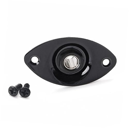 GALPADA Gitarrenbuchse Oval Schwarz mit Kupferkontakt und 2 Montageschrauben Robustes Ersatzteil für E-gitarre und Bass mit Glänzender Oberfläche Zufällige Farbe