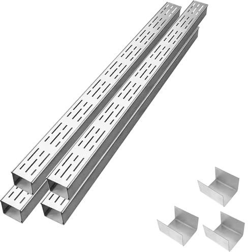 Wzmazingly Kit De Canaleta De Desagüe Exterior Estrecho, Canal De Drenaje De Acero Inoxidable 304 Con Conectores De Extensión, Para Jardín, Patio Y Entrada(4 Pack,100x10x3cm)