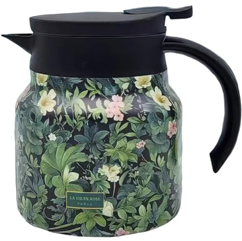 Lipfer Théière Vintage À Motif Floral, Théière Vintage avec Infuseur, Théière À Motif Floral, Théière Isotherme avec Couvercle, Carafe Thermique en Acier Inoxydable, Cafetière Amovible