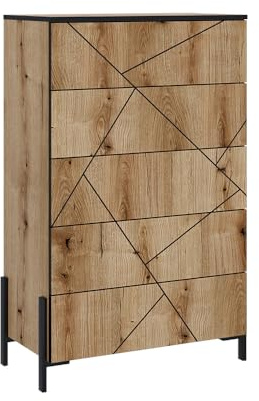 Vicco Kommode Hatto, Eiche, 78 x 120 cm | mit 5 Schubladen, geeignet zur Ablage und Aufbewahrung im Schlafzimmer