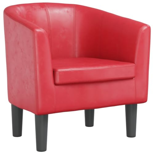 SDWEHO7 Clubsessel, bequemer Polstersessel mit Armlehnen, Loungesessel, Cocktailsessel für Wohnzimmer, Schlafzimmer, Wohnung, 70x56x68 cm Rot Kunstleder