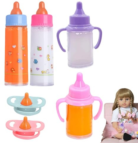 Generisch Puppen -Fütterungsset - Magic Pp Vinyl Puppenzubehör | Kinderspielhaus Tun Spielzeug Spielzeugbaby Flasche Mit Griffen | Simulationssaftflasche Spielzeug Für Kinder Mädchen