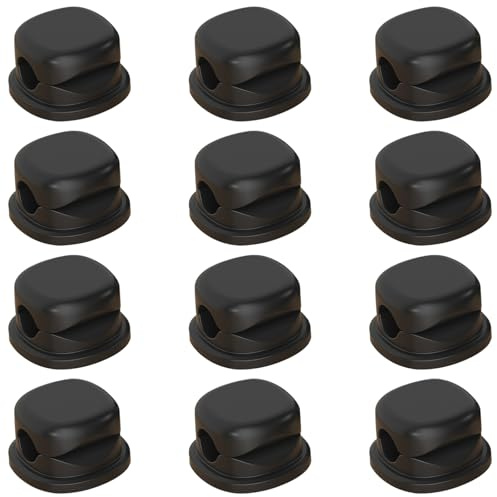 Adhesive Spring Clamps 12 Pcs Black Round Cord Holders, For Desks Home Office Cable Management, Usb-C Usb Wires