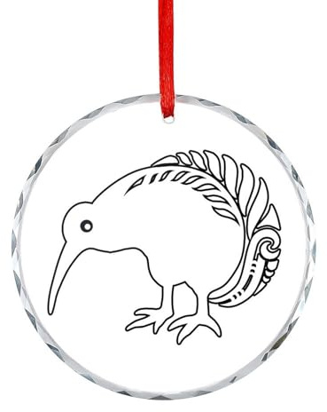 New Zealand Kiwi Fern Hanging Ornament Glass Decoration for Christmas Tree Xmas Holiday Party