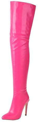 Veelau Meieer Bottines à talons hauts pour femme avec fermeture éclair, rose bonbon, 37 EU