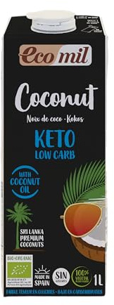Ecomil Coconut Nature Keto Bio 1L | Ecológica | Sin Azúcares Añadidos | Sin Gluten | Sin Huevo | Sin Lactosa | Vegana | Bajo en Carbohidratos | Apta para Dietas Keto | 100% Vegetal | Sin Aditivos