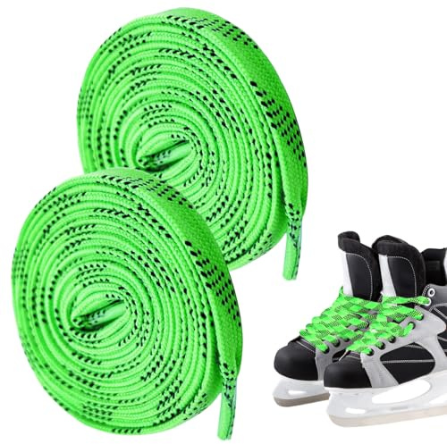 Simsky 1 Paar Gewachste Schnürsenkel für Eishockey Schlittschuhe und Inlineskates | Flach, Wasserdicht, Reißfest | Professionelle Eishockey-Schnürsenkel | 244cm (96 Zoll) | Grün