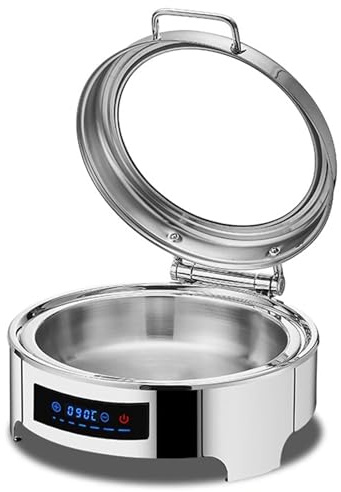Scaldavivande per buffet, temperatura regolabile, scaldavivande con vetro visivo e manico in acciaio inox, per uso da tavolo
