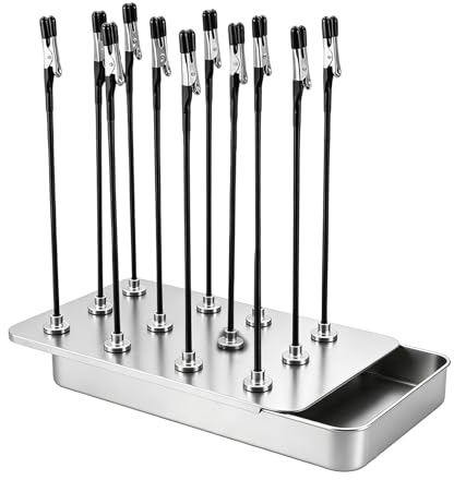 Model Painting Stand Base Holder 12 Pcs Magnetic Bendable Alligator Clip Sticks Set, Spray Paint Clamps, Adjustable Modelling Tools, Model Making Tools for Hobby Modeling DIY Card Memo Photo (silver)