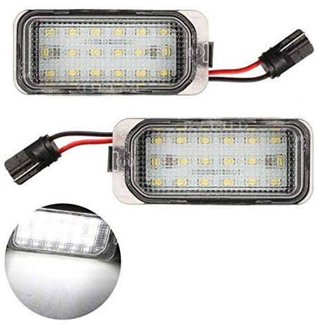 VIGORFLYRUN PARTS LTD 2Pcs LED Lumière de Plaque d'immatriculation, Canbus sans Erreur Blanc 6000K 18SMD LED Lumière pour Kuga Fiesta F-ocus M-ondeo/for XF XJ