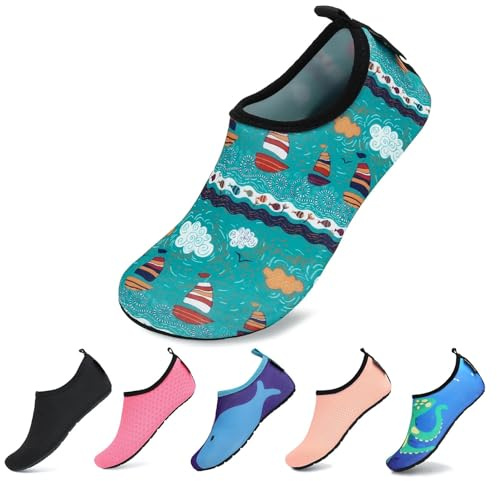 SAGUARO Zapatos de Agua para Niños Descalzo Piel Niña Calcetines de Buceo Natación Secado rápido Niño Agua Calcetines para la Playa de natación Surf,Colorear,24/25