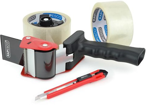 Rapesco 1557 Dispenser per Nastro Adesivo da Imballaggio 960 Germ-Savvy Antibatterico con 2 Rotoli di Nastro Trasparente