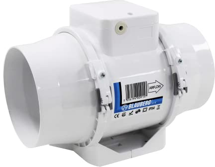 Blauberg UK 125 mm 5 inch diameter Bathroom Inline Extractor Fan Toilet Loft Mounted Powerful Ventilation Damp Control Shower Ceiling