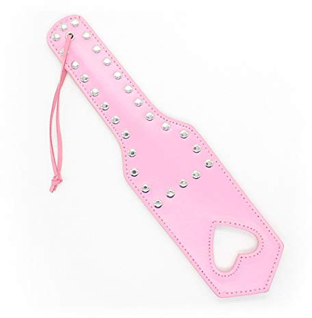 Wiftly Leder Spanking Paddel BDSM Leder Paddel Peitsche Hohlschnitt Herz Peitsche Slapper Roleplay Zubehör für Paare Erwachsene (Pink)
