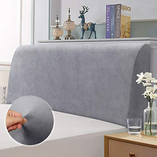 TAOCOCO Bett Kopfteil Bezug, Kopfteilbezug für Doppelbett, elastischer Kopfteilbezug, weicher Samtstoff, waschbar, All-in-One-Design, Hellgrau, 180-200 cm
