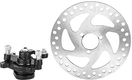EVGATSAUTO Skivbromsskiva, 140 mm aluminiumlegering mini skoter bakre skivbroms set bromsskivor + bromsok passar för mini-gas eller elektrisk kart, ATV, fyrhjulig miniskoter, SUVs. (Aluminiumlegering silver