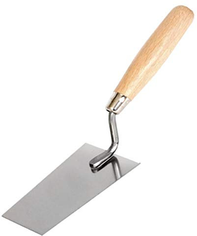 Toolty Stainless Steel Bucket Trowel - 130mm - Wooden Handle - for Scooping and Scraping: Mortar, Cement, Plaster - Masonry, Brickwork DIY - TLTY-0200