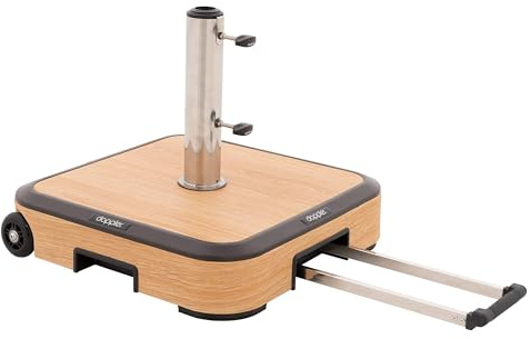 Doppler ALU Wood Trolley Sockel ca. 50 kg | Für Sonnenschirme bis 350 cm - Mit Rollen und Trolley Griff - Für optimale Stabilität