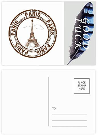 Paris Frankreich Eiffelturm Classic Country City Lucky Feder Postkarten-Set Dankeskarte Versandseite 20 Stück
