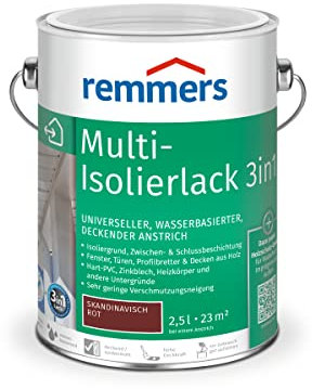Remmers Multi-Lack 3in1 skandinavisch rot, 2,5 Liter, Wetterschutzfarbe, Metallschutzlack & Buntlack auf Wasserbasis für Holz, Metall & PVC