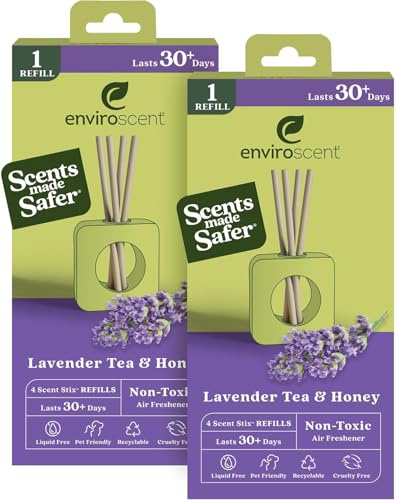 Enviroscent Non-Toxic Air Freshener Scent Stix™ Refills - Compatible with Enviroscent Scent Stix™ Liquid-Free Diffuser Kit - Fragrance Lasts Up to 60 Days - Lavender Tea & Honey (Pack of 2)