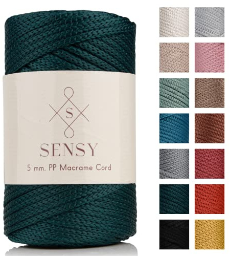 S Sensy - Waldgrün 5MM Premium Polypropylen Makramee-Kordel, 95m