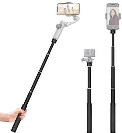 Aochuan E10 aluminiumförlängningsstång 73 cm justerbar selfiepinne kompatibel med 3-axlad gimbal, actionkamera, kamera med 1/4 tum gängutdragbar stång för videografi