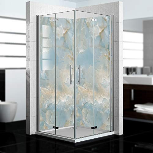 dedeco Eck-Duschrückwand wasserfest Motiv: Marmor V8, 2 x 90x210 cm, als Badrückwand zum Fliesenersatz, als Dekorwand, Wandverkleidung und Duschplatte aus Aluminium - Made in Germany