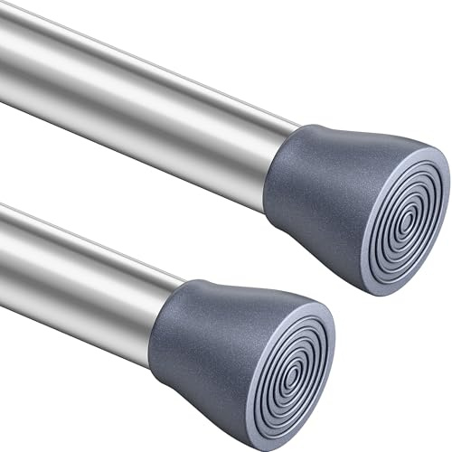 2 Stücks Duschstange ohne Bohren Teleskopstange Spannstange für Badezimmer, für Badezimmer, Kleiderschrank,90-160cm (Helles Silber)