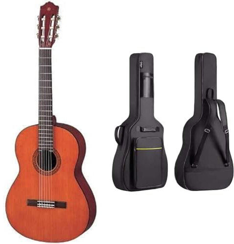 Yamaha CS40II Konzertgitarre natur – Leicht bespielbare Akustikgitarre für junge Einsteiger – 3/4 Gitarre aus Holz, Schülermodell & CAHAYA Gitarrentasche Akustikgitarre Gig Bag Guitar Case