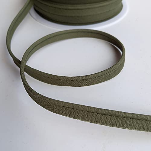 2mm Flanged Insert Piping Cord Poly Cotton Fabric Covered bias Cut 10m Khaki