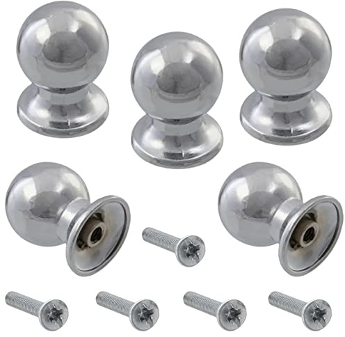 AERZETIX - C41620 - Juego de 5 pomos esféricos/bola para mueble Ø18mm - tirador botón puerta armario alacena cajón decoración interior cocina salón montaje - en metal - acabado cromo