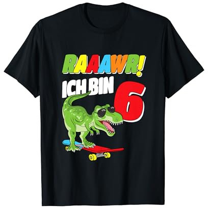 Ich Bin 6 Dinosaurier 6 Jahre Dino 6. Geburtstag Junge Party T-Shirt