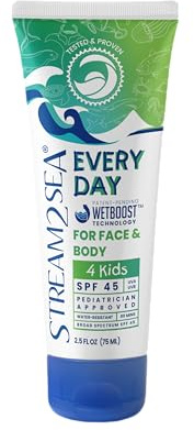 SPF 45 Every Day Kids Mineral Sunscreen | 75 ml Biodegradable, Paraben Free & Reef Safe Sunscreen for Face & Body for Kids | Non-Greasy, Lightweight & Sheer Mineral Protection Against UVA & UVB