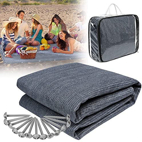 YZNAHRE Outdoor Campingteppich Vorzeltteppich Zeltteppich inkl. Heringe und Tragetasche, 250x300cm HDPE Camping Teppich für Draußen Wohnmobil Zelt, Robust und Waschbar
