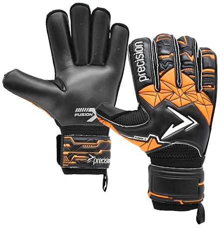 Precision Training Fusion X Roll Finger Protect Professionell Fotboll Målvaktshandskar, Svart, 9