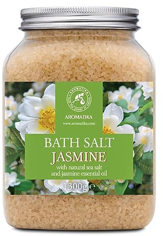 Bath Sea Salt Jasmine 1300g - Bath Salts with Jasmine Essential Oil for Bath Soak - Relaxing Bath - Beauty - Body Care - Relaxation - Good Sleep - Aromatherapy Bath Salts - Flower Bath Salt