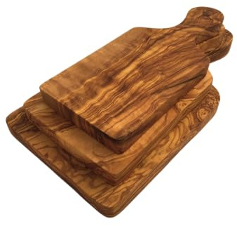 Juego de 3 tablas de cortar con mango de madera de olivo
